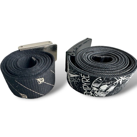 y2k Skater Belts Volcom Empyre Black Web Belts Snowboard Pants Belt Skull Grunge - Picture 6 of 16